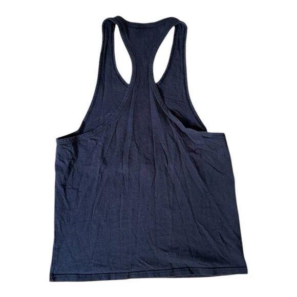 World Gym Navy Blue Workout Bodybuilder Gorilla Muscle Tank Top Medium Made USA - Picture 6 of 6